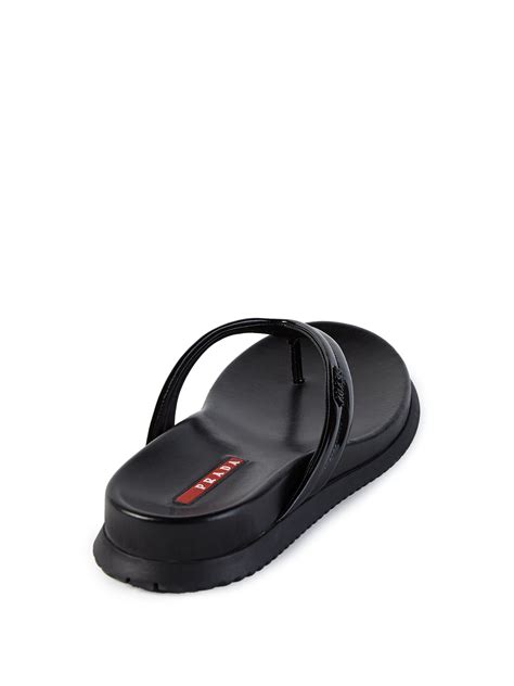 prada black flip flops|prada wedge flip flops.